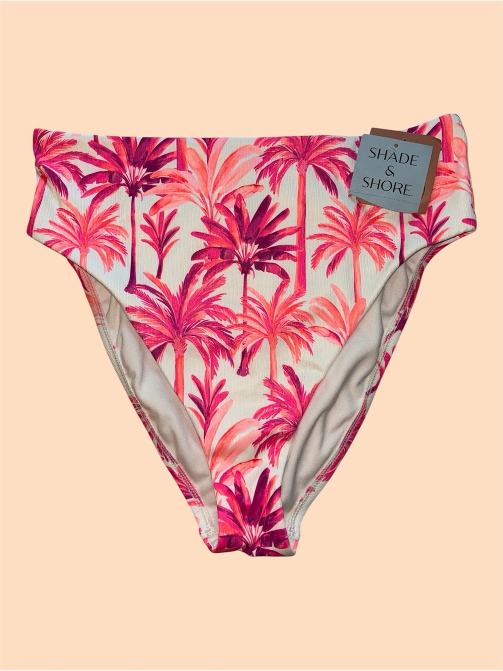 Shade & Shore Pink Palm High Rise High Leg Cheeky Bikini Bottom
